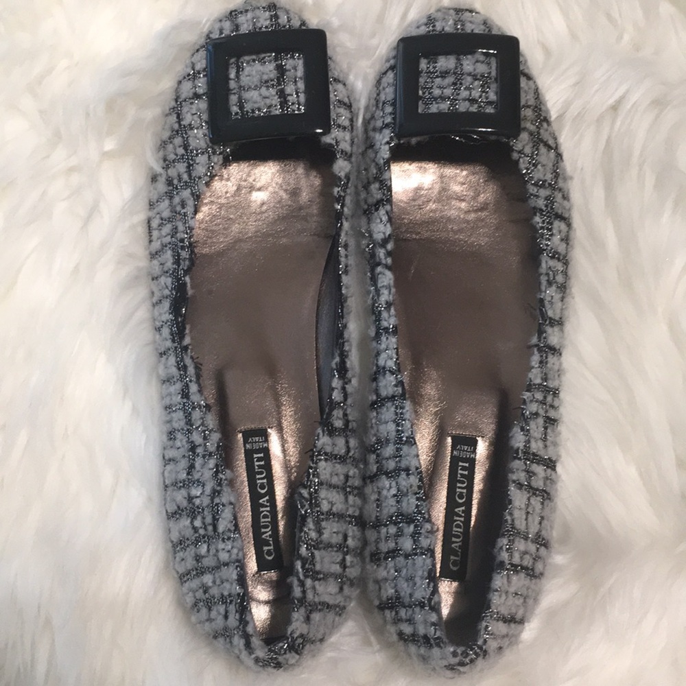 Claudia Ciuti Tweed Flats Shoes